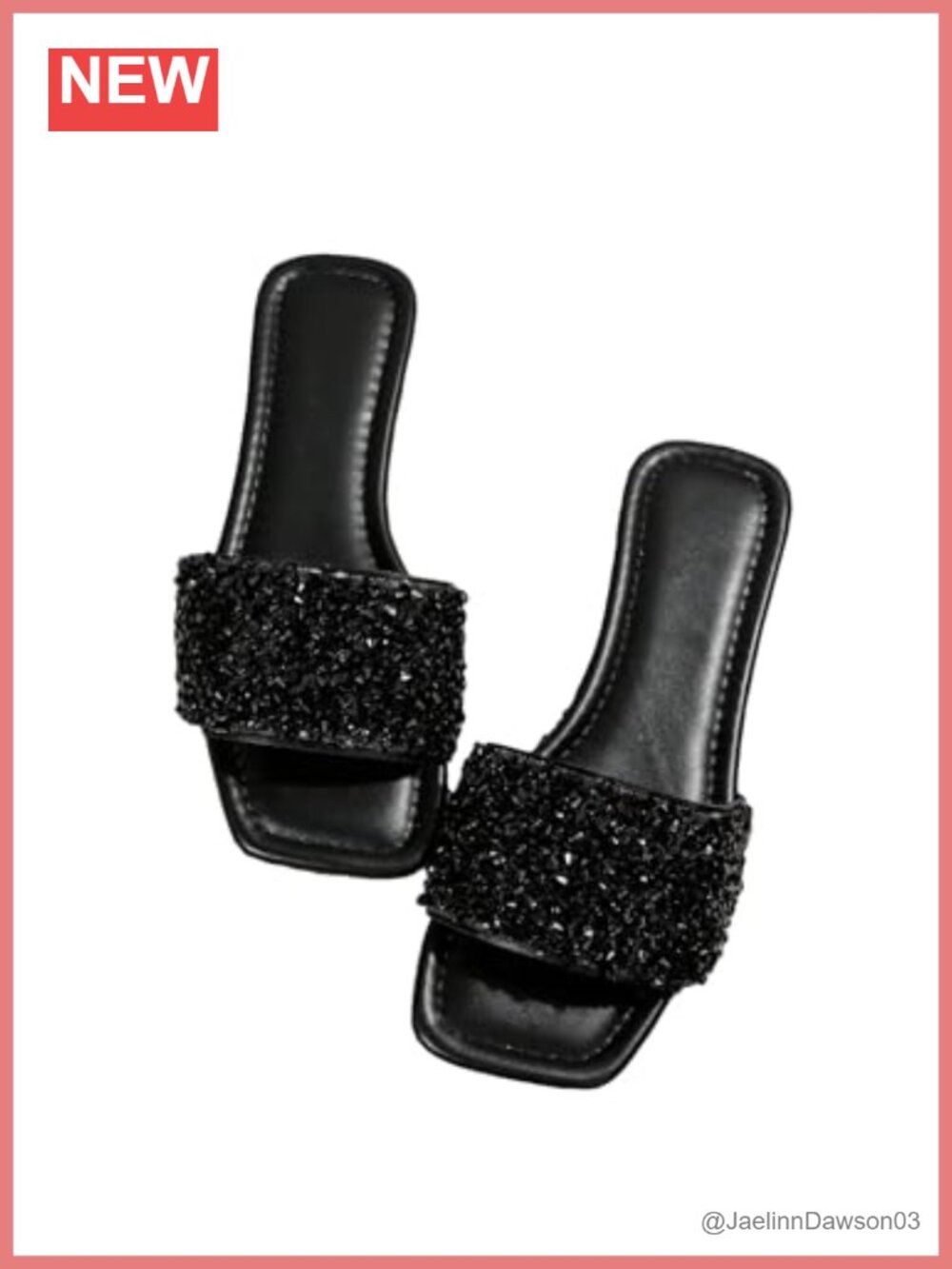 Sparkly Flat Sandals Dressy Open Toe Glitter Slide Rhinestone Comfortable Slip